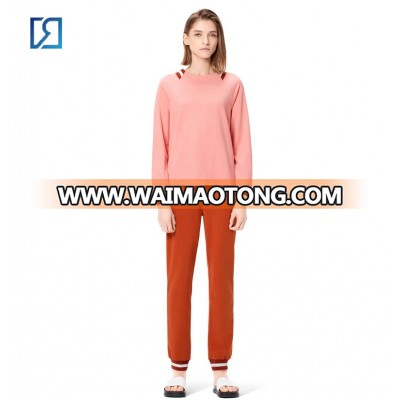 Comfortable  Cotton Solid Color Womens Raglan Sleeves Pajama Set