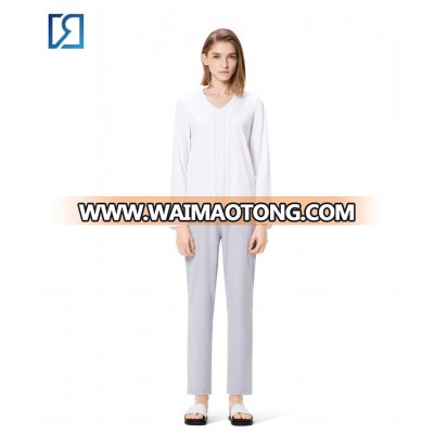 Comfortable Womens Sleepwear Cotton Solid Color Long Sleeves Womens Loungewear