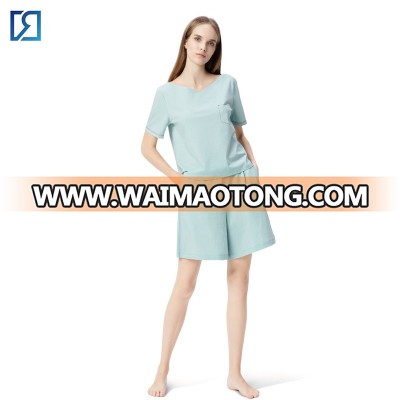 Summer 2 Piece Set Cotton Short Sleeves Womens Loungewear Set