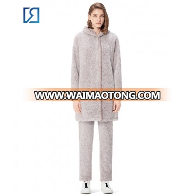 Winter Womens Wear With Hooded Thick Coral Fleece Womens Pajama Set