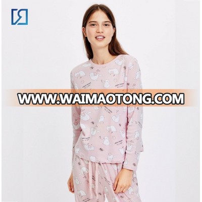 Comfortable Cute Cotton AOP Cat Long Sleeves Womens Loungewear